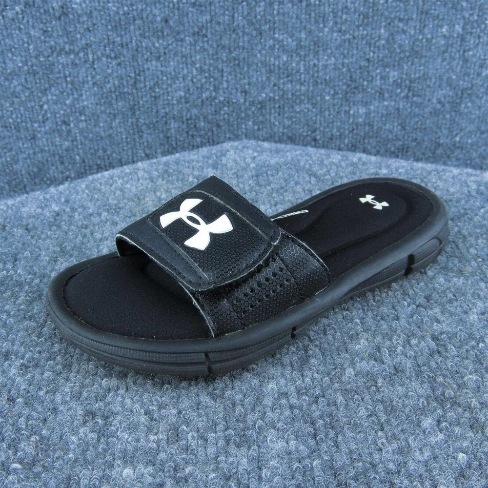 Under Armour Boys Slide Shoes Black Synthetic Slip‎ On Size T 11 Medium